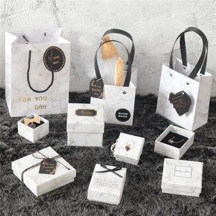 Earrings and accessories storage box packaging bracelet marble ring jewelry box small necklace box gift box ins style
