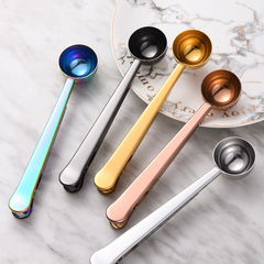 Wholesale stainless steel multifunctional sealing clip, creative baby milk powder measuring spoon, coffee spoon, tea snack sealing clip