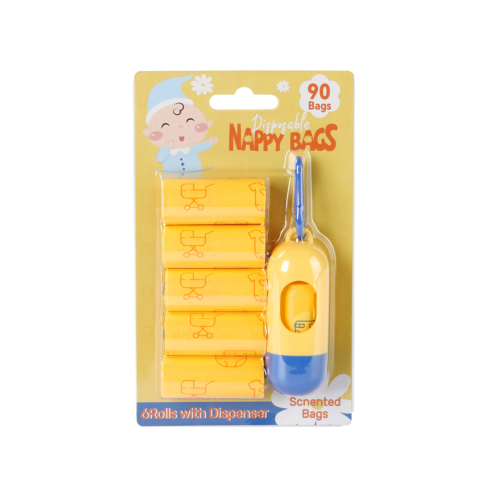 Transfronterizos temu bolsas impermeables para bebés desechables de boca plana enrollar bolsas de basura de pañales portátiles para salir