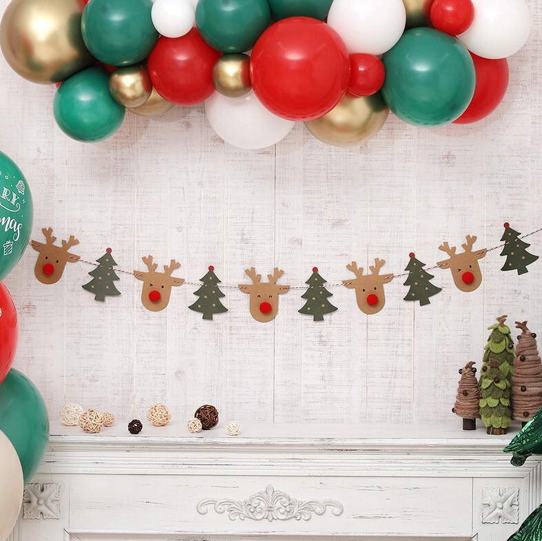 韓国版クリスマス小鹿小樹拉旗クリスマスパーティー装飾装飾用品|undefined