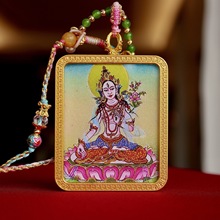 青海热贡手绘粗砂唐卡项链嘎乌盒新中手绘唐卡吊坠电商直播货源