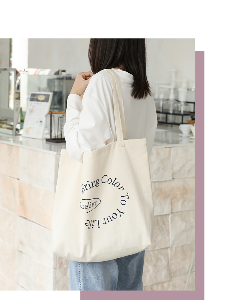 Women's Large Canvas Letter Basic Open Canvas Bag display picture 2