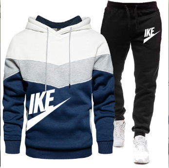 Cross-border Autumn and Winter Trendy Brand Sweatshirt Fashion Multicolor Stitching Hooded Sweatshirt Jacket Men's Casual Comfortable suit New Style