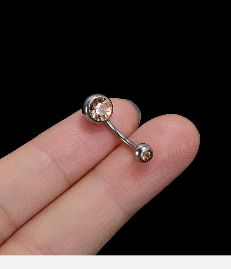 Titanium Steel Belly Button Ring Double Headed Zircon Navel Ring Set Stainless Steel Fake Nail Piercing detail image 9
