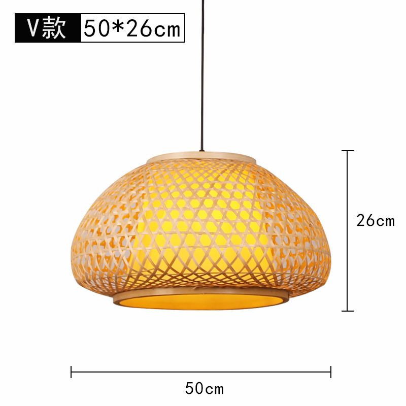 Lámpara de araña tejida de bambú Restaurante chino Lámpara de salón de té de linterna de bambú Restaurante japonés Sombrero de paja Lámpara de araña tejida de ratán B & B