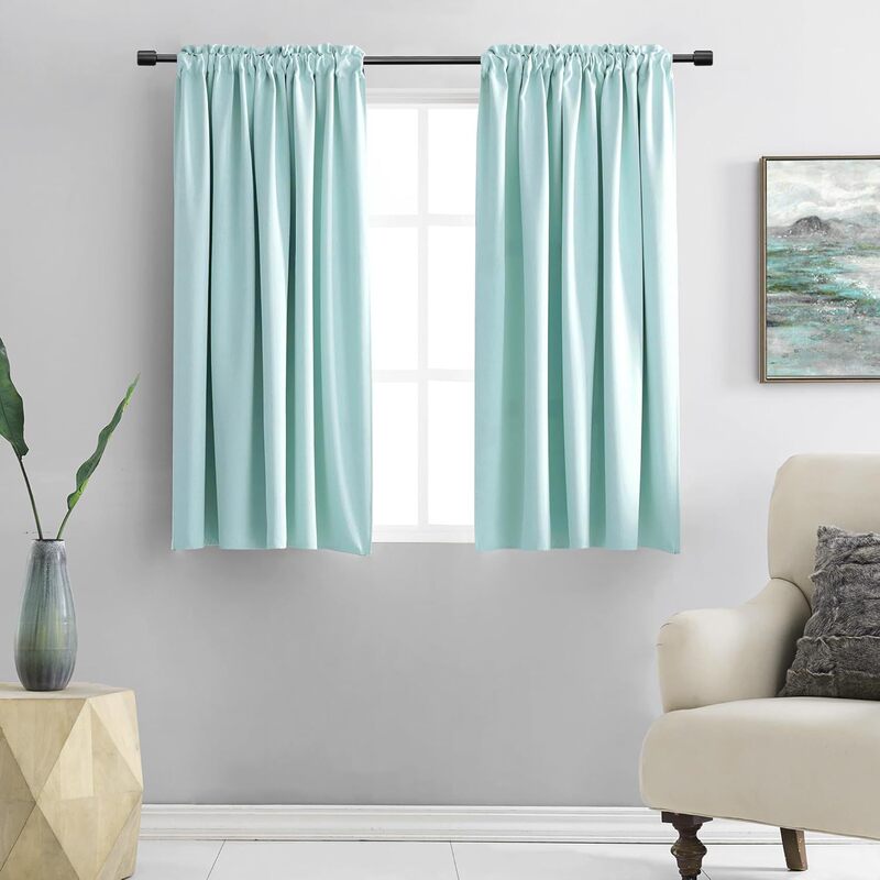 Blackout Curtains, Heat-Insulating and Energy-Saving, for Bedroom and Kitchen Bay Windows, Amazon Cross-Border, Nordic Solid Color, Rod-Mounted, High Precision