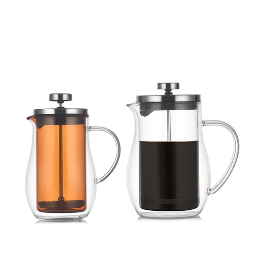 Double-layer French press pot glass coffee pot double-layer insulated coffee utensils household filter sharing pot colored glass pot