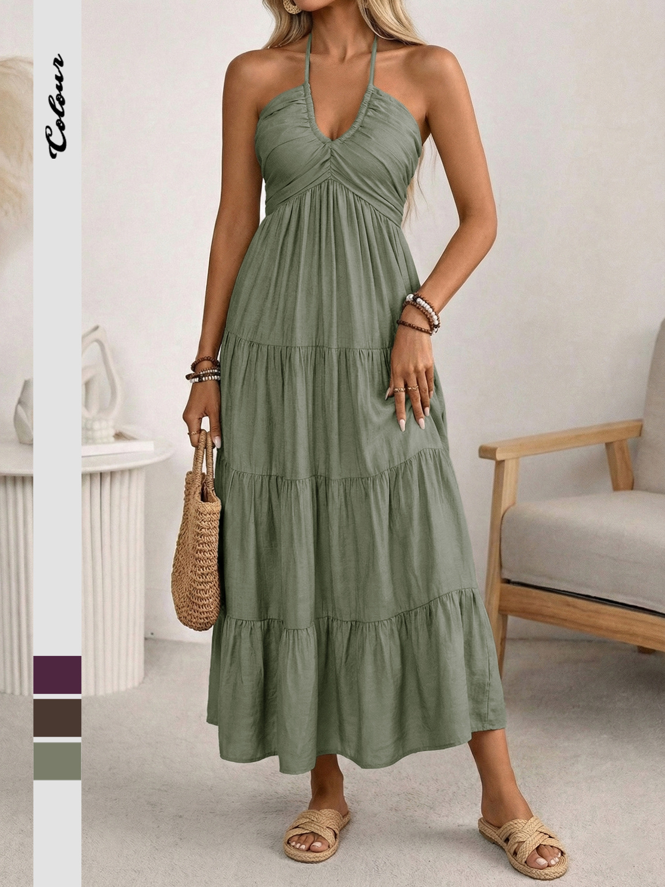 spring summer solid color fashionable long skirt