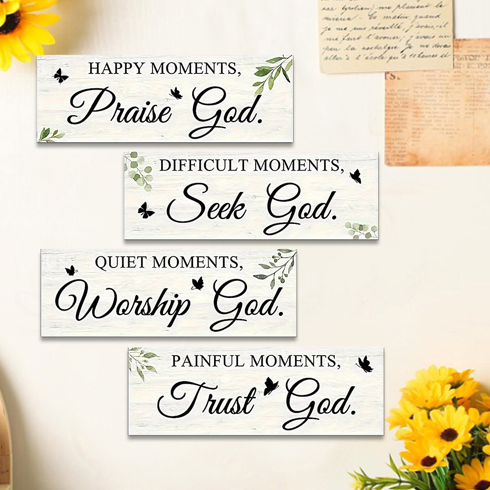 Spot Nordic Style Bible Short Sentence Slogan Wall Sticker Self-Adhesive Wooden Hanging Decoration Wall Pendant Wooden Crafts