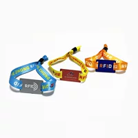 RFID-браслет из полиэфирной ленты с NFC-чипом, тканая этикетка, браслет для парков развлечений, музыкальных фестивалей, вечеринок и мероприятий