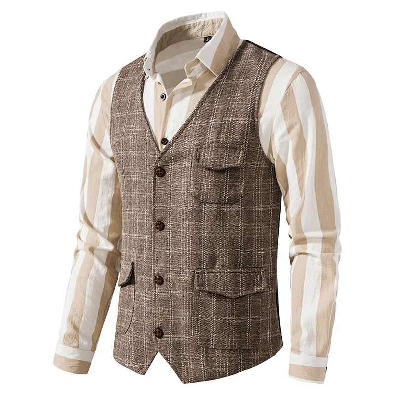 Gilet da uomo in tweed Gilet di grandi dimensioni_voghion.com