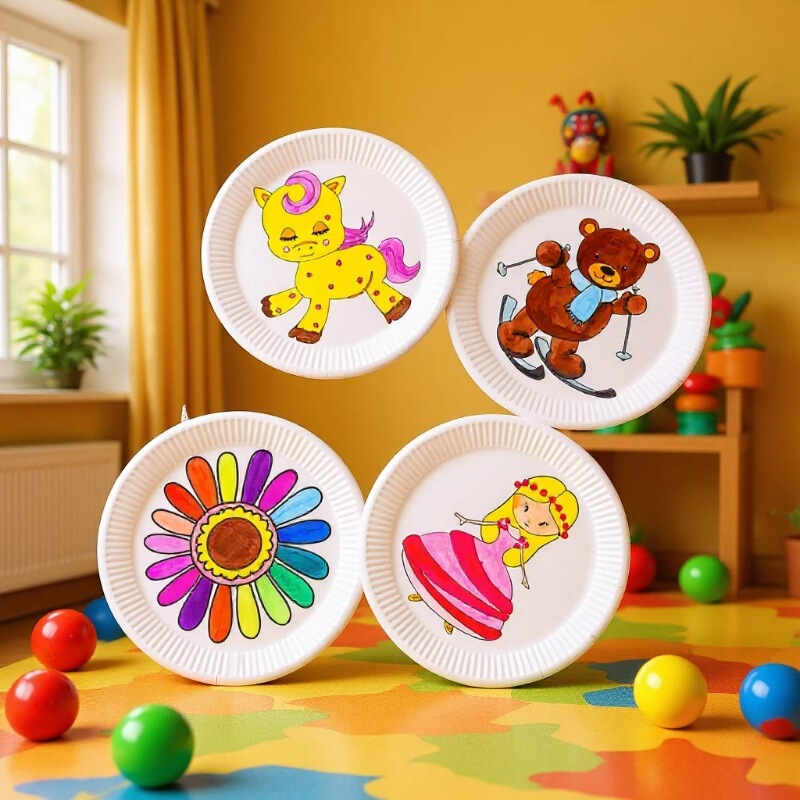 Kindergarten Children's Painting Tray, Thickened Disposable Plates, DIY Crafting Plates, Environmentally Friendly and Biodegradable