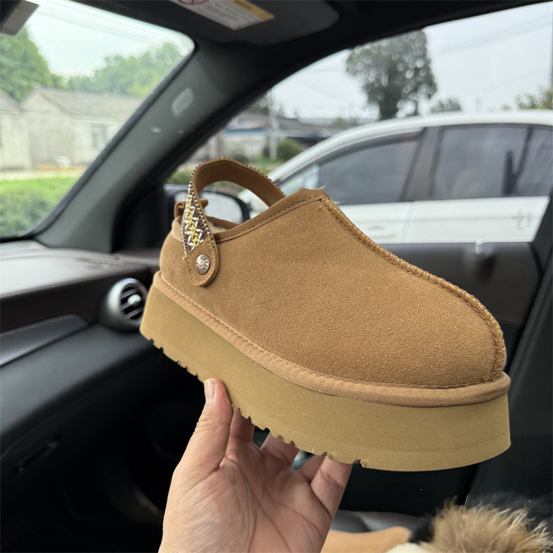 New Woven Toe-Toe Thick-Soled Slippers for Women, Genuine Leather and Velvet, Warm Outdoor Cotton Boots, Casual Heel Strap Snow Boots New Woven Toe-Toe Thick-Soled Slippers for Women, Genuine Leather and Velvet, Warm Outdoor Cotton Boots, Casual Heel Strap Snow Boots