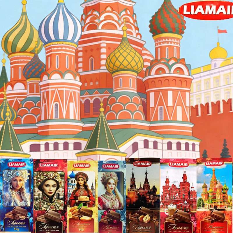 Russian Lameir Brand Dark Chocolate Milk Chocolate Coffee Hazelnut Almond Milk Substitute for Cocoa Butter 80g Russian Lameir Brand Dark Chocolate Milk Chocolate Coffee Hazelnut Almond Milk Substitute for Cocoa Butter 80g