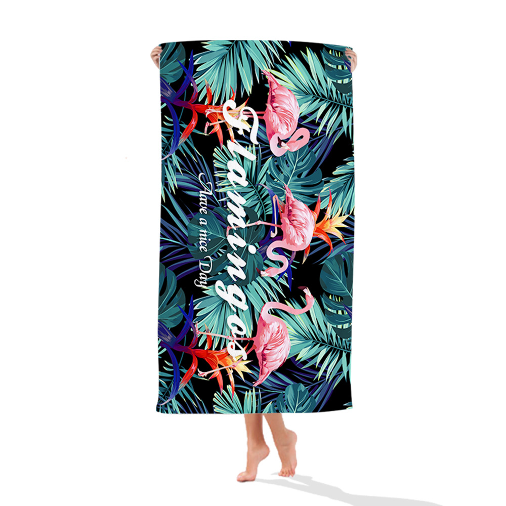跨境直供北欧新品火烈鸟居家成人儿童海边沙滩游泳速干双面绒浴巾