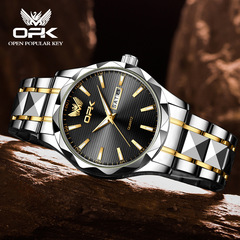 OPK品牌新款雙日曆男士手錶潮流時尚石英表直播外貿一件代發