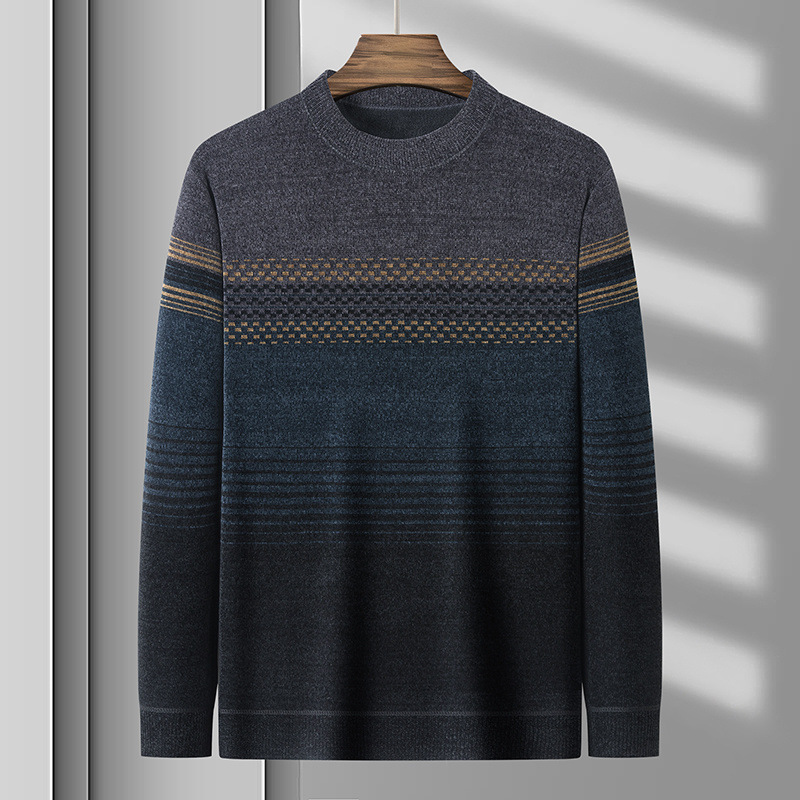 Chenille fleece-lined Thickened Men's Sweater Autumn New Round Neck Printed Knitwear Casual Warm Pullover Top Chenille fleece-lined Thickened Men's Sweater Autumn New Round Neck Printed Knitwear Casual Warm Pullover Top