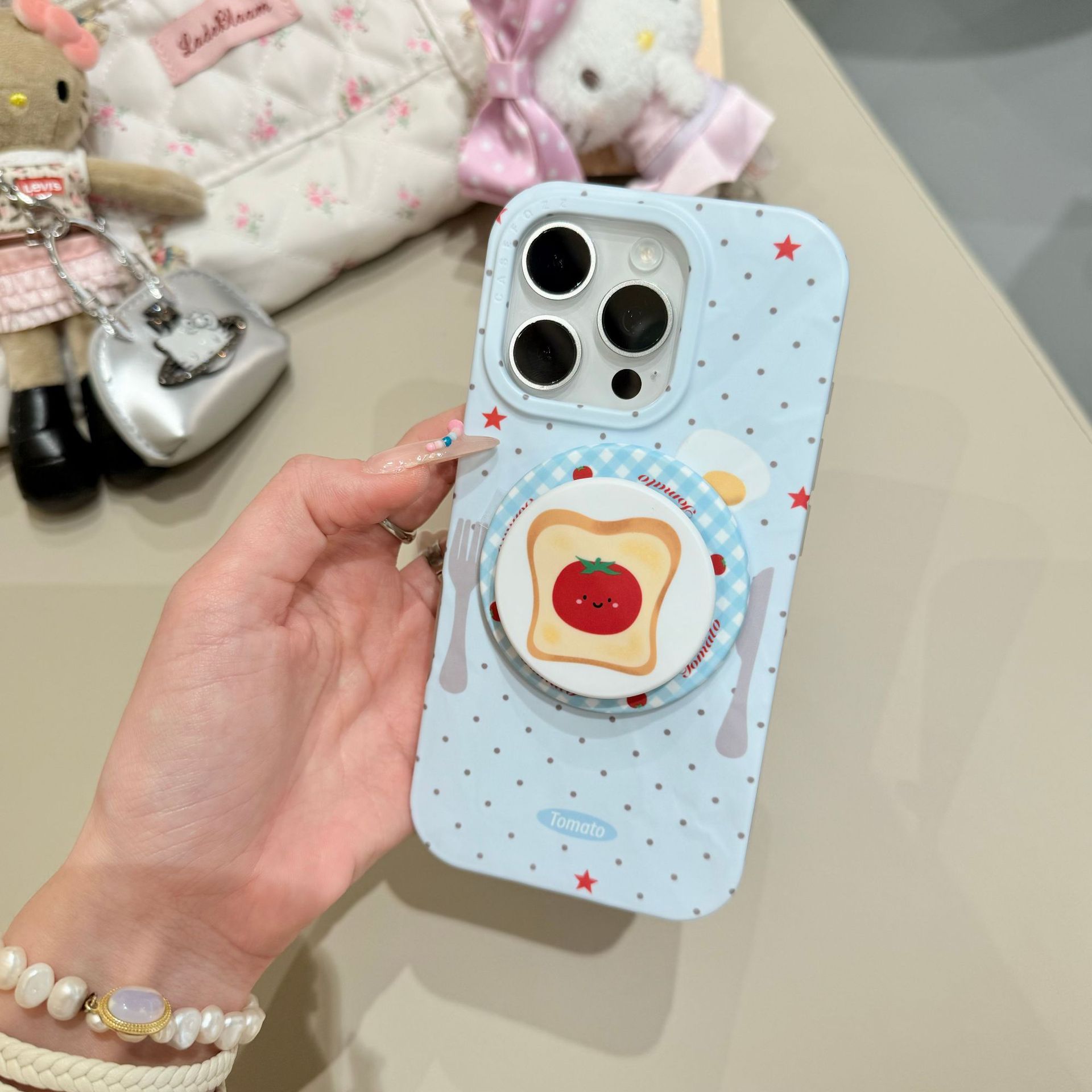 Placa de lunares plisados de fondo azul para Apple 15/16 funda para teléfono móvil 16Pro atracción magnética 14/13 nueva personalidad de 15PM