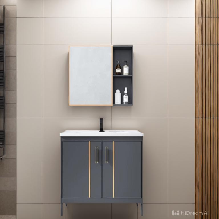 Tabana de lavado de lujo ligera cerámica espesa espacio de aluminio gabinete de baño lavabo de baño tipo suelo combinado lavabo de baño