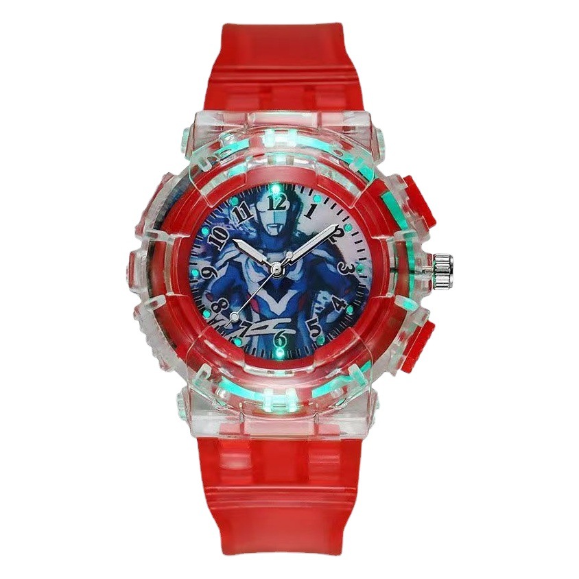 Venta caliente colorido reloj luminoso reloj de los niños de dibujos animados diasero Ultraman reloj estudiante deportes reloj resistente a la caída