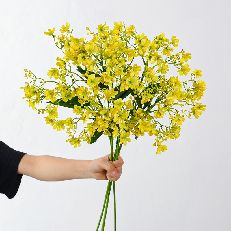 Fresh and Natural Artificial Flower Arrangement with Single Daphne and Rapeseed Blossoms, Small Floral Accents for Wedding Decorations