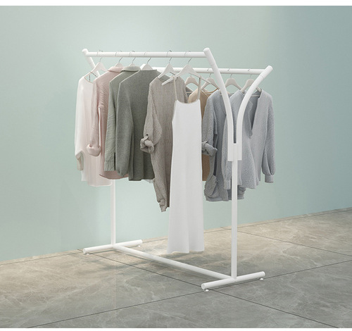 Island rack floor rack simple clothing store display rack double row rack middle shelf parallel bar internet celebrity side hanging clothes hanger