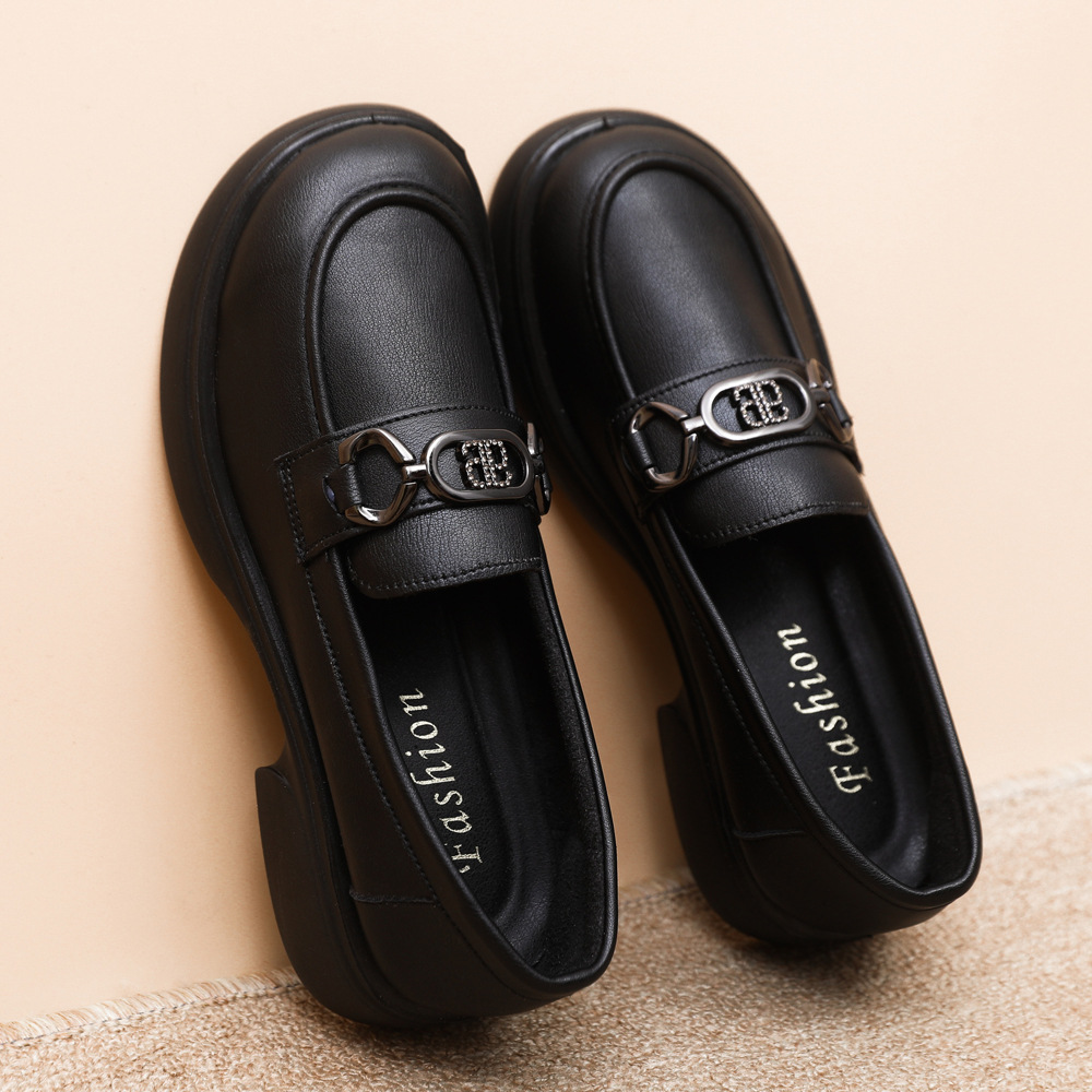 Zapatos de cuero de suela gruesa de moda estilo británico JK zapatos de mujer primavera y verano superficial zapatos de moda casual zapatos de pie único zapatos de mujer