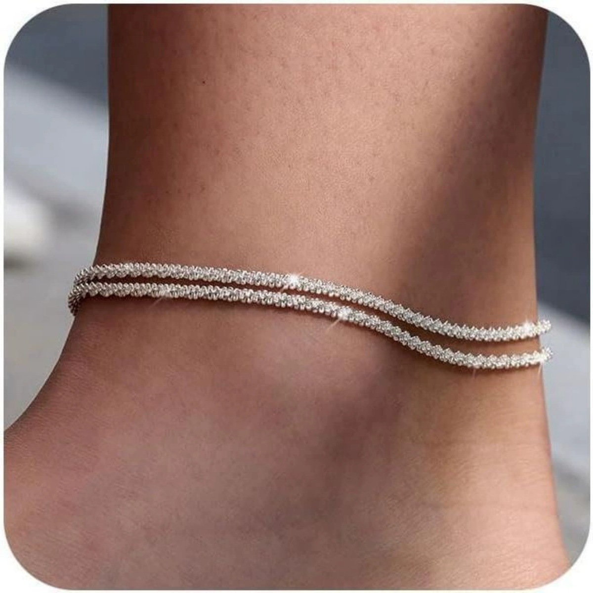 Europa y los Estados Unidos venden calientes multicapa con collar de oruga de estrellas japonesas y coreanas nicho temperamento simple pulsera de tobillo brillante image 1