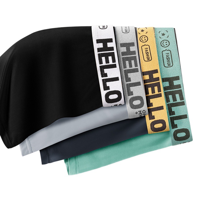 Ropa interior sin costuras de seda de hielo, pantalones bóxer antibacterianos deportivos de primavera de secado rápido y húmedo para hombres, pantalones bóxer finos transpirables para adolescentes