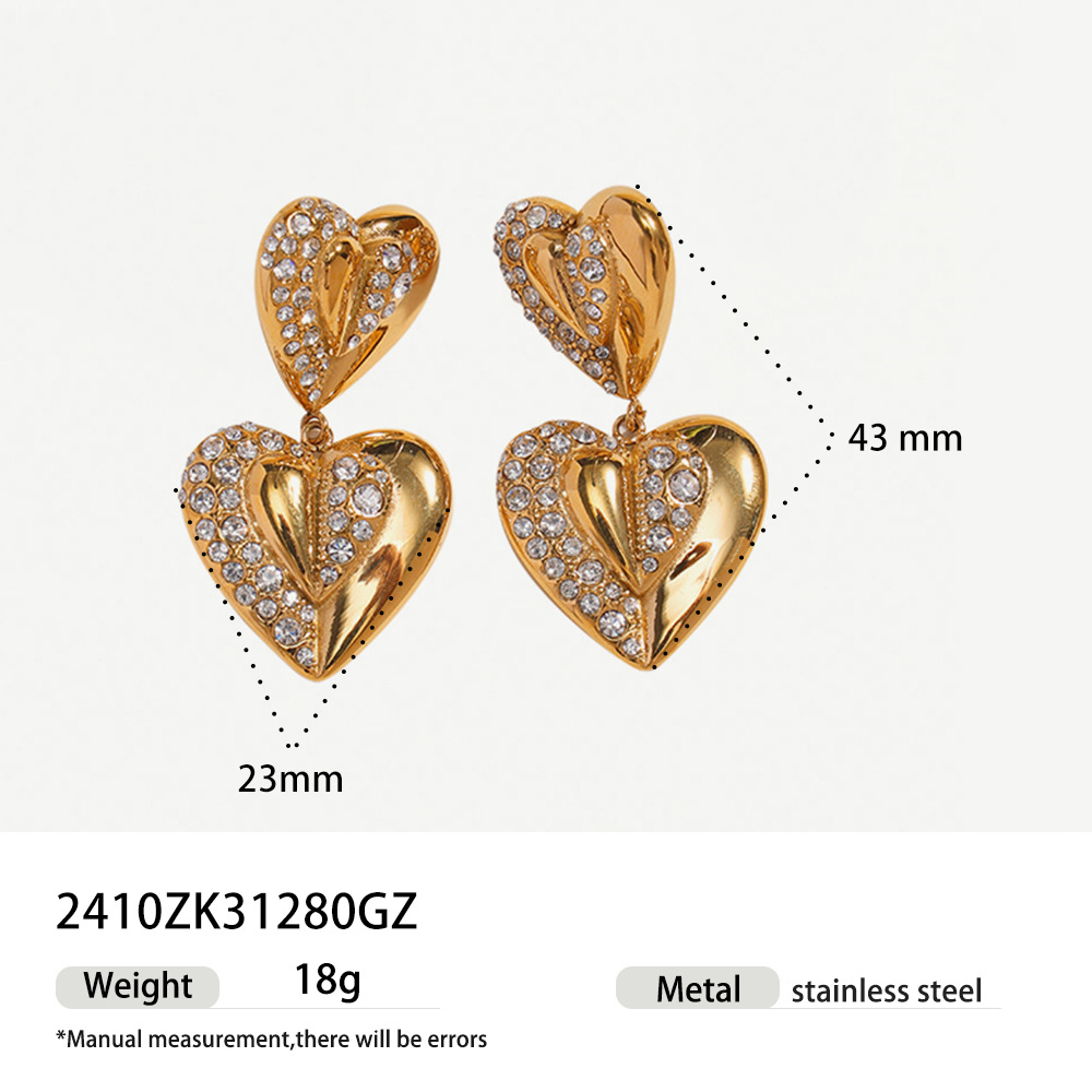 Alta Europa y América acero inoxidable lujo ligero nicho amor mariposa zircon puntos de aluminio pernos de acero joyas de orejas diarias versátiles