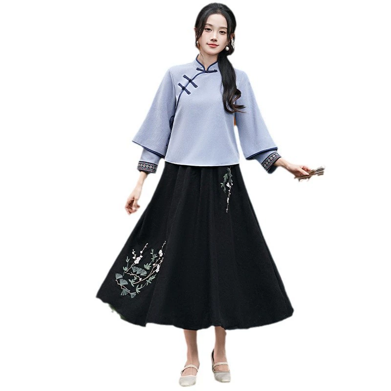 Ретро чонсам для учащихся начальной школы, Hanfu, комплект