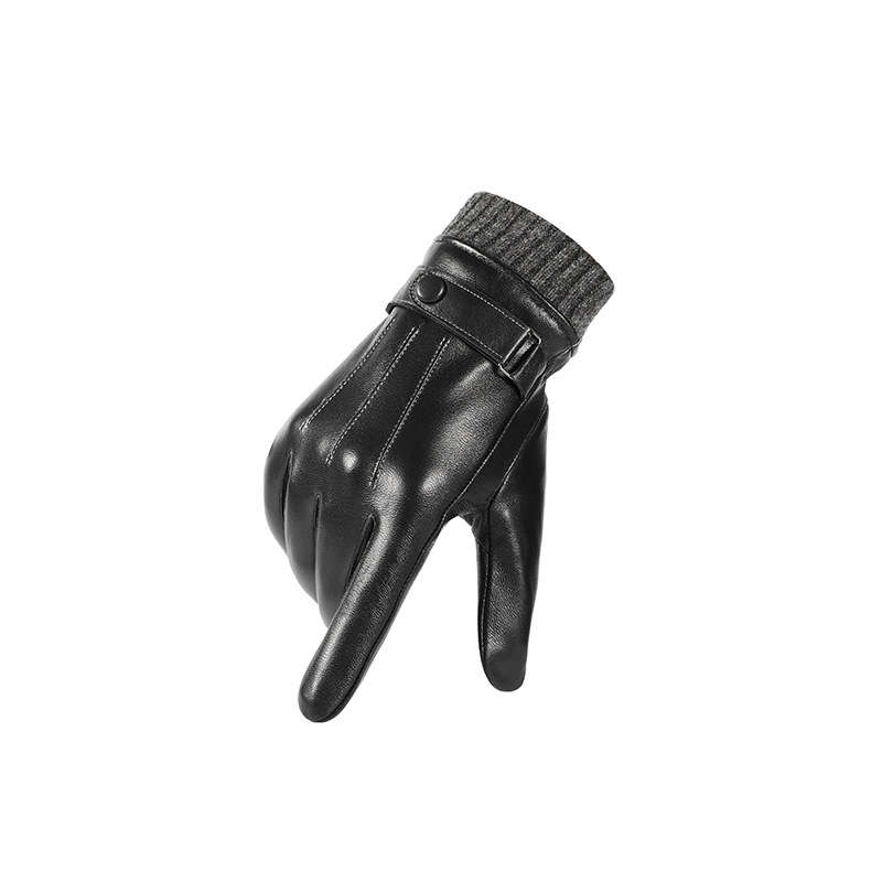 Guanti invernali in vera pelle di alta qualità per uomo - Foderati in pile, antivento, antiscivolo, compatibili con touchscreen per guida e motociclismo_voghion.com