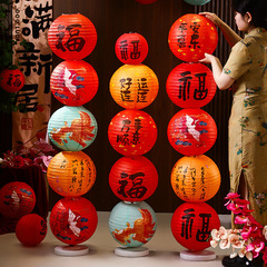 新年の祝福ランタン柱装飾品 2025 新しい寝室リビングルーム装飾春祭り新年シーンレイアウトセット