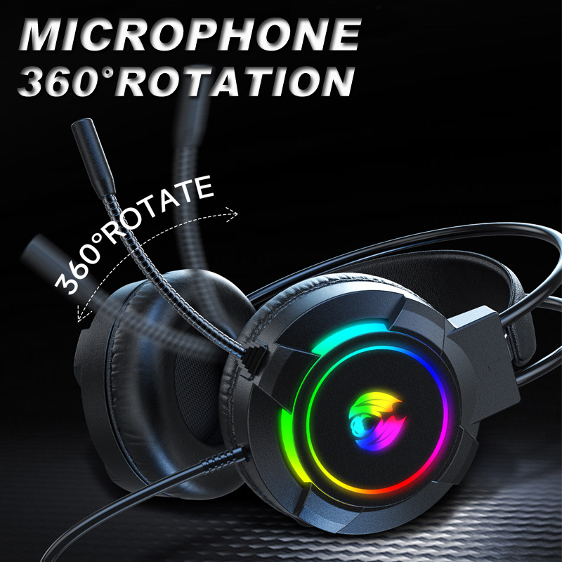 Auriculares de ordenador auricular bajo e-sports juego de pollo comiendo con micrófono de escritorio portátil auricular luminoso D2