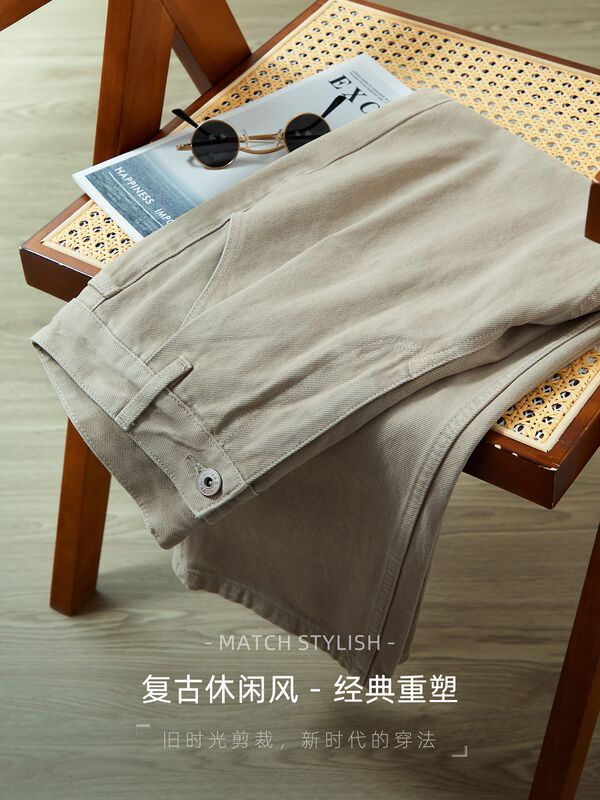 【100%纯棉】天然棉感复古牛仔裤男士秋冬微阔直筒长裤休闲松弛感|undefined