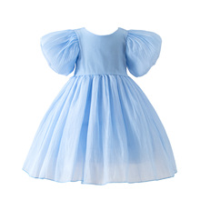 【女童露背连衣裙】春季新品欧美节日礼服裙儿童洋气泡泡袖公主裙