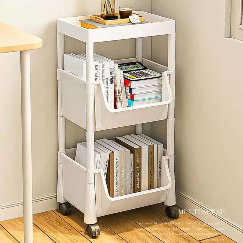 Simple bookshelf, cart, storage system for bedroom, bookcase