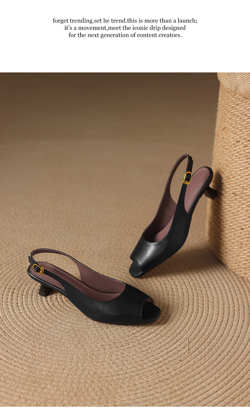 Sandal peep toe nữ gót vuông phong cách Hàn Quốc, quai ngang đơn giản, cỡ 34–42 — đen chi tiết 18