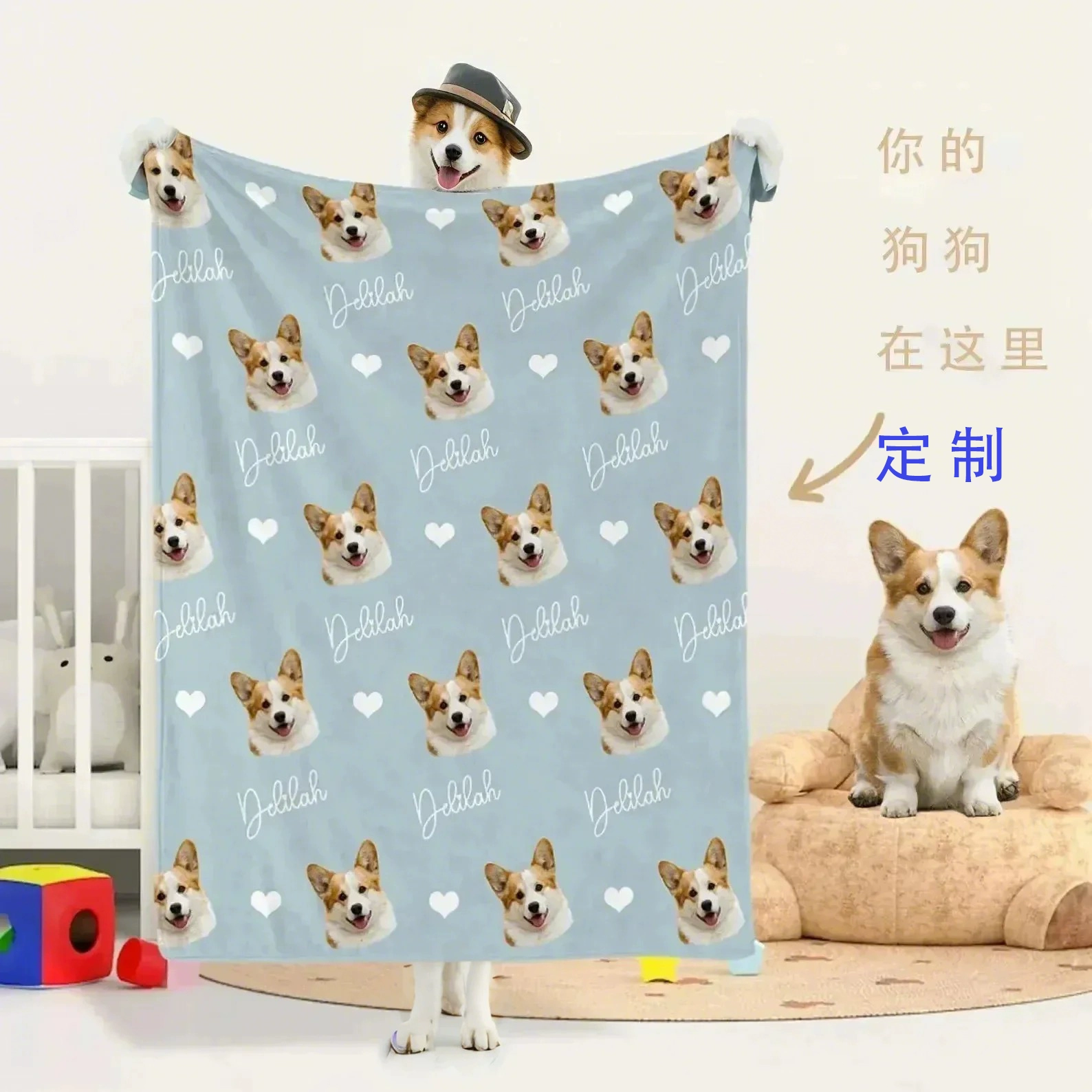 [Пользовательские одеяла для домашних животных] Собаки кошки фото пользовательские одеяла фланелевые одеяла Осень большое одеяло