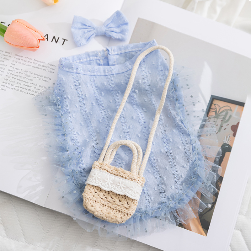 Gato primavera y verano estilo pastoral bolso chaleco perro pequeño y mediano perro estilo delgado dama mascota ropa de gato verano