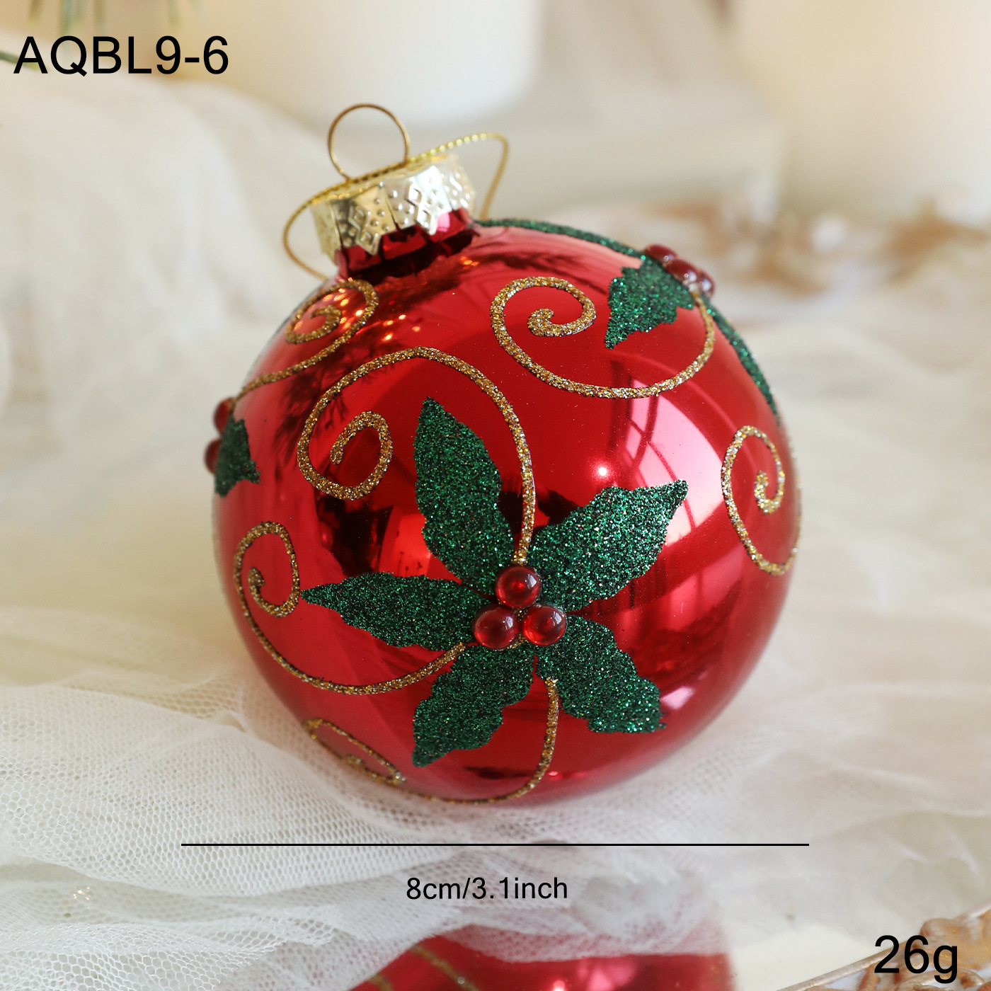 Bola de vidrio de color de 8cm esparciendo bolas colgantes en polvo decoración del árbol de Navidad decoración del colgante de bola hueca disposición del Festival