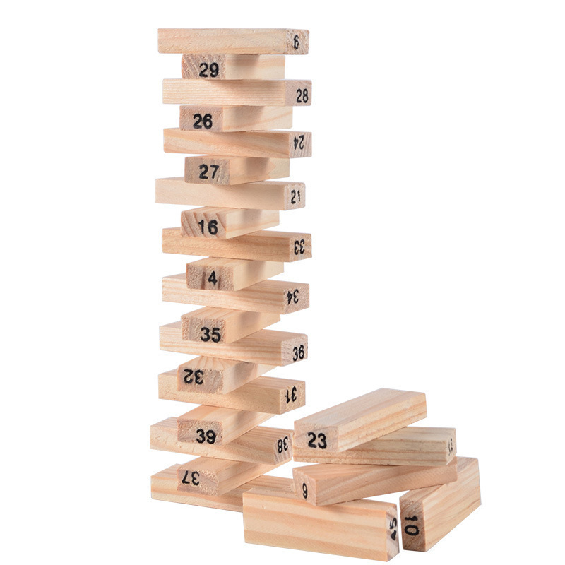 Educación temprana para niños, juguetes de madera de Jenga, bloques de construcción de madera grandes, versión para adultos, altura de apilamiento