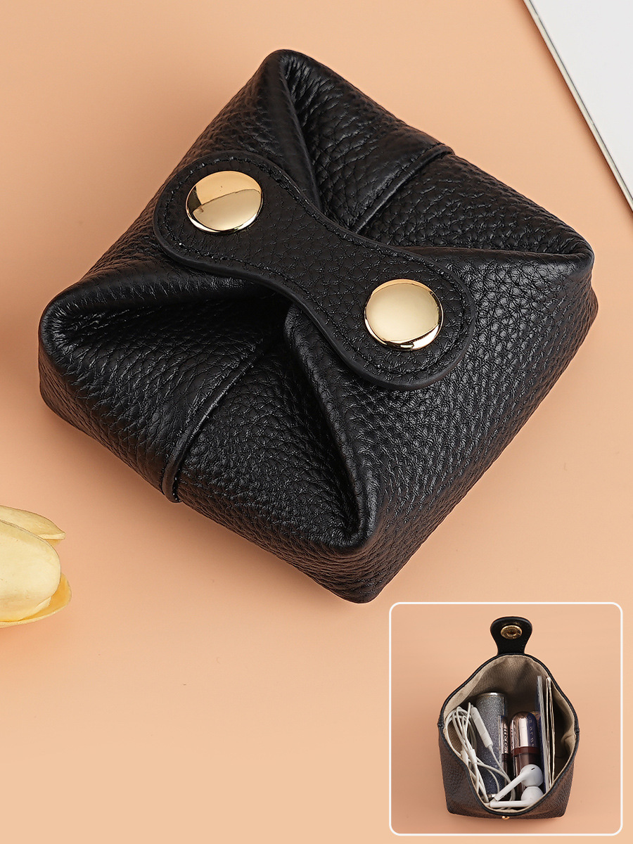 おしゃれ日韩系小銭入れソフト牛革ミニイヤホンキー女性コイン口赤収纳バッグ豆カバン