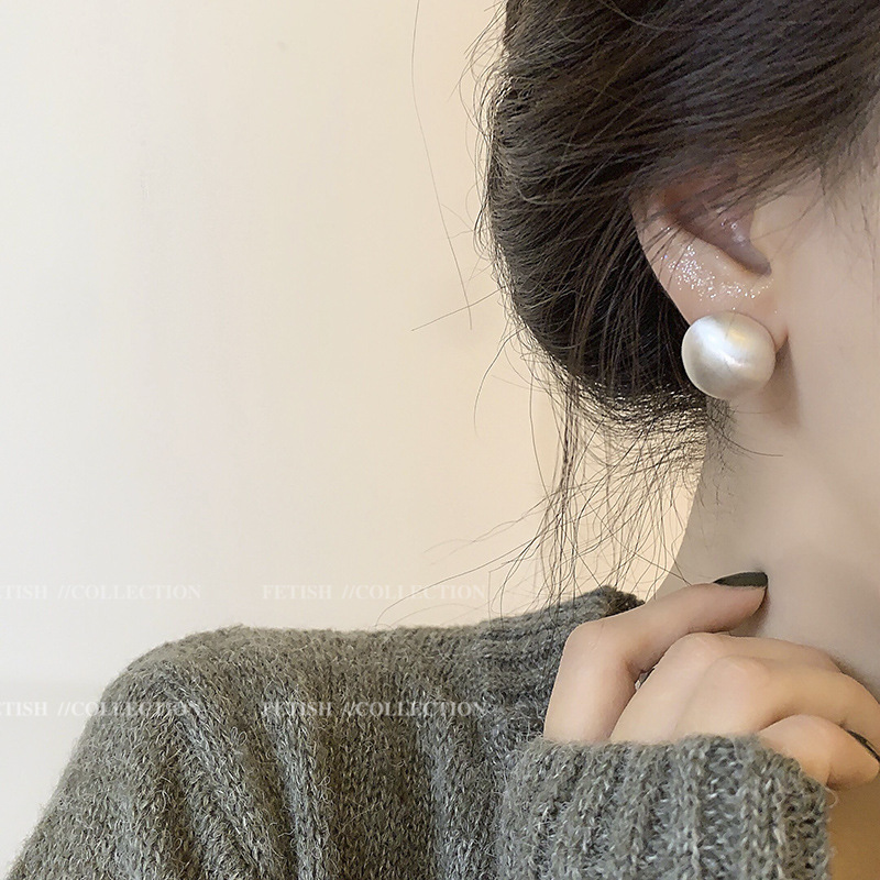 Silver brushed earrings-silver needles