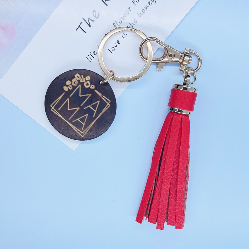 15g Weight Keychain Classification 1 Piece Quantity Daily Occasion PU, Wood Material Mother'S Day Festival MAMA, Letter Pattern Women's Gender Tassel Design Romantic Style Romantic MAMA Letter PU Wood Tassel Mother'S Day Women's Keychain 16