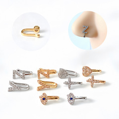 跨境配飾鋯石惡魔之眼十字銅鼻環鼻飾鼻釘女ins風高級感飾品