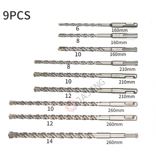Electric hammer drill bit chisel set concrete drilling cement alloy electric pick round handle cross electric hammer drill bit plastic box
