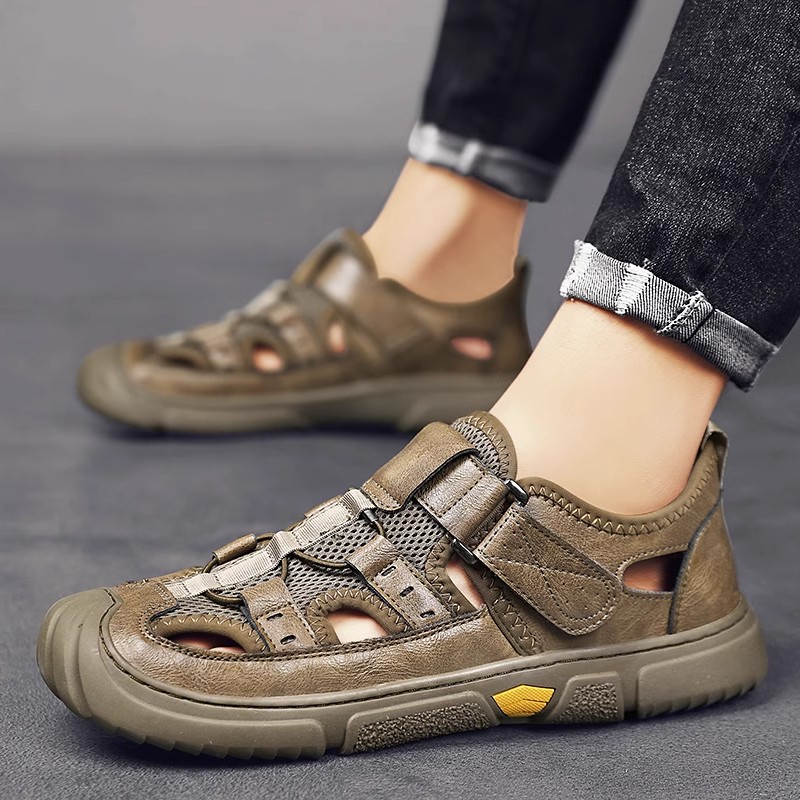 品牌男鞋2024新款夏季透气网面休闲运动沙滩鞋包头凉鞋