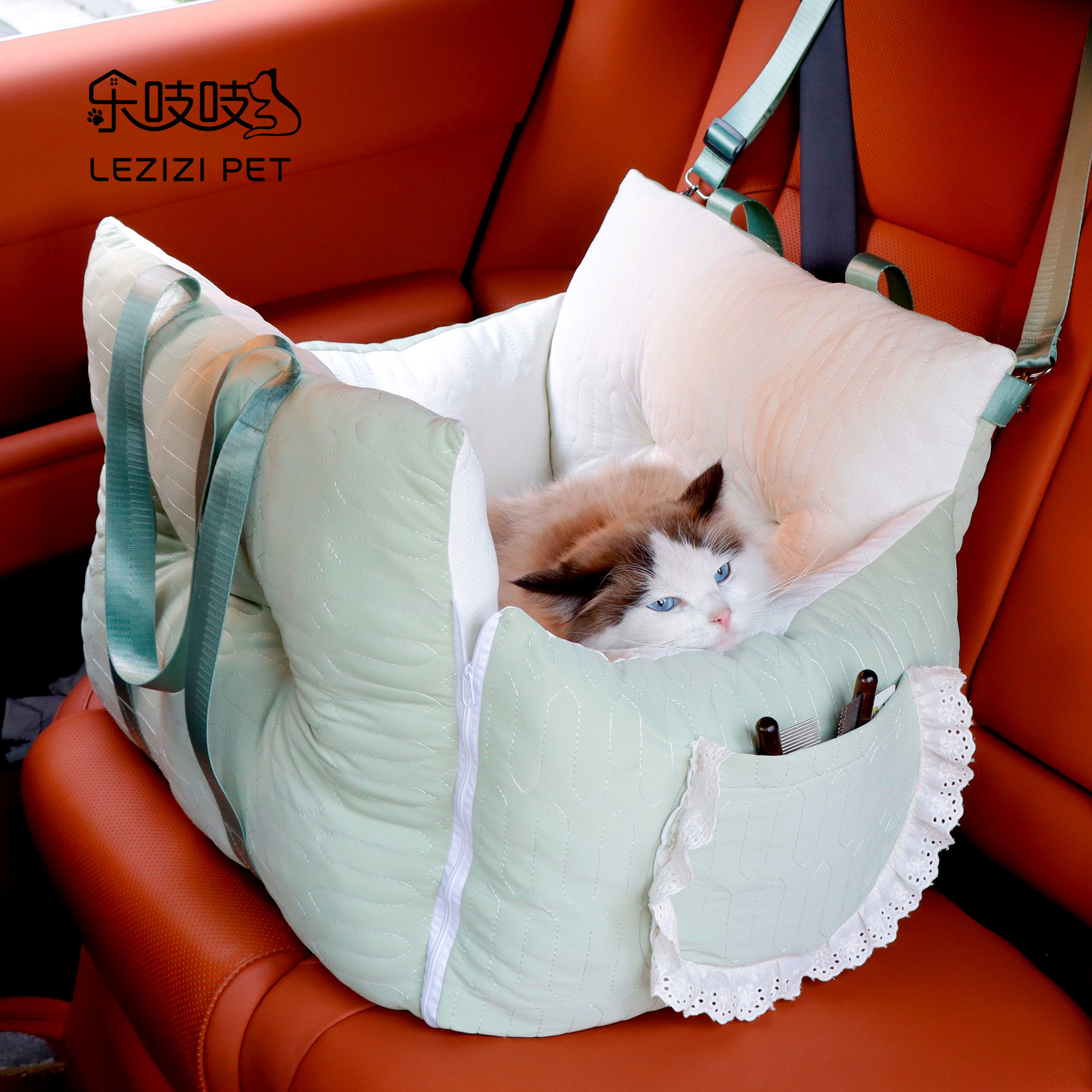 Gatos personalizados que salen en el nido del coche, seda de hielo, sensación fresca, mascotas, gatos, perros, perreras, gatos, gatos, nidos para gatos fijos en diagonal