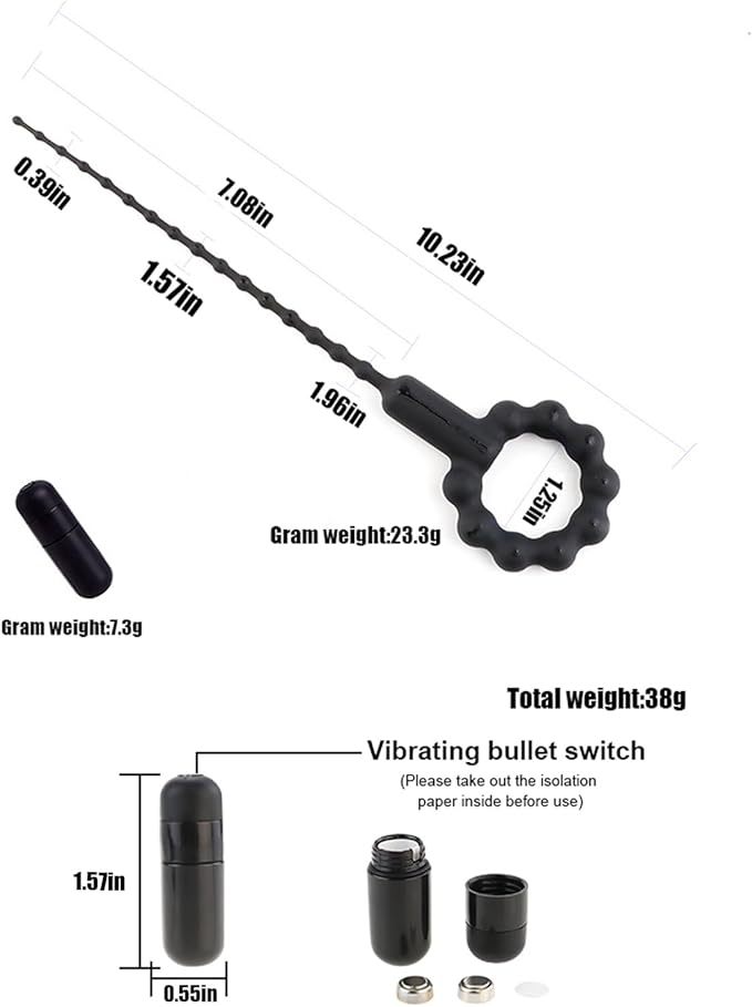 Silicone Urethral Insert Stick with 10 Vibration Modes, Button Control, 260mm — detail image 3
